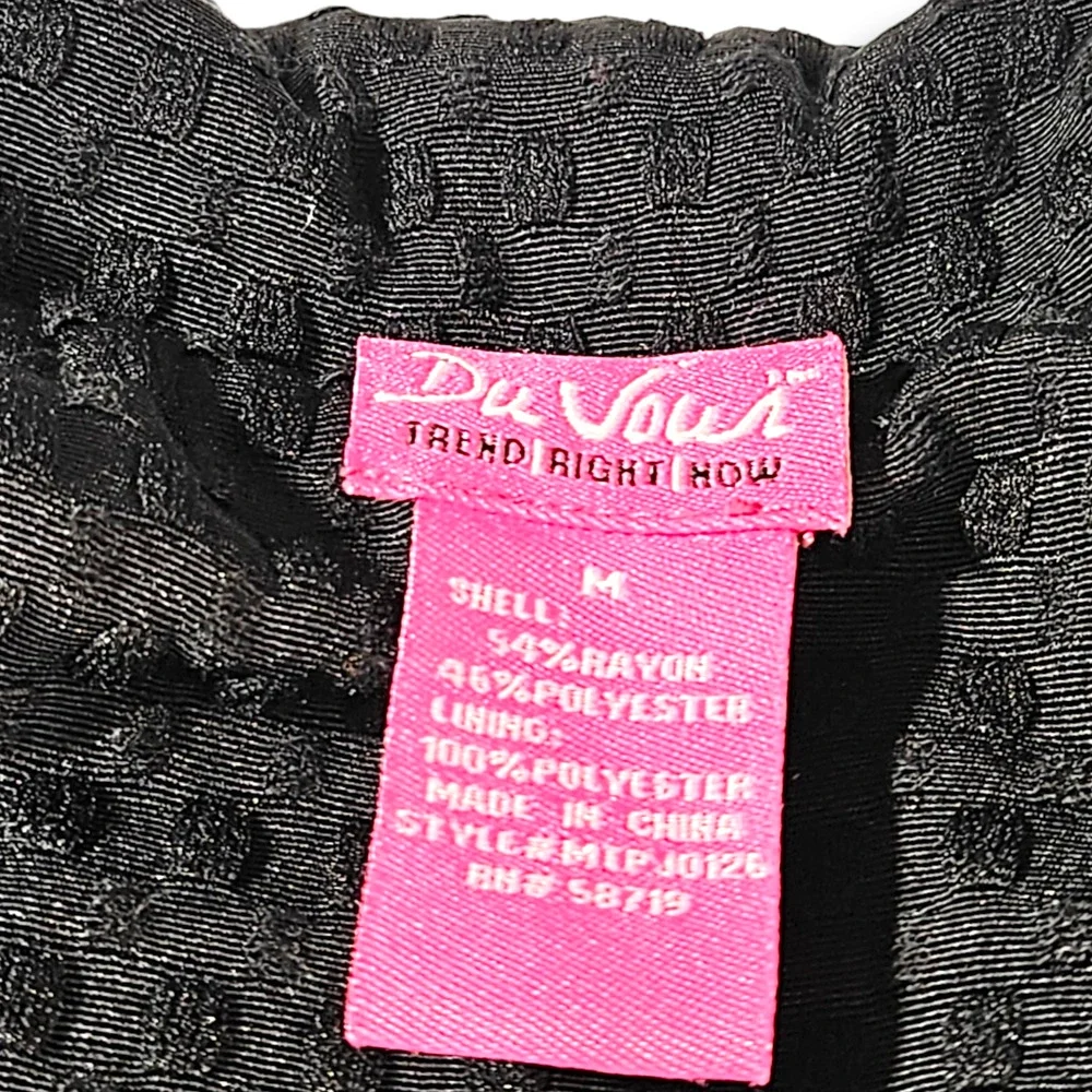 VTG EUC Du Jour Black‎ Textured Rounded Flat Collar Button-Down Jacket Size M